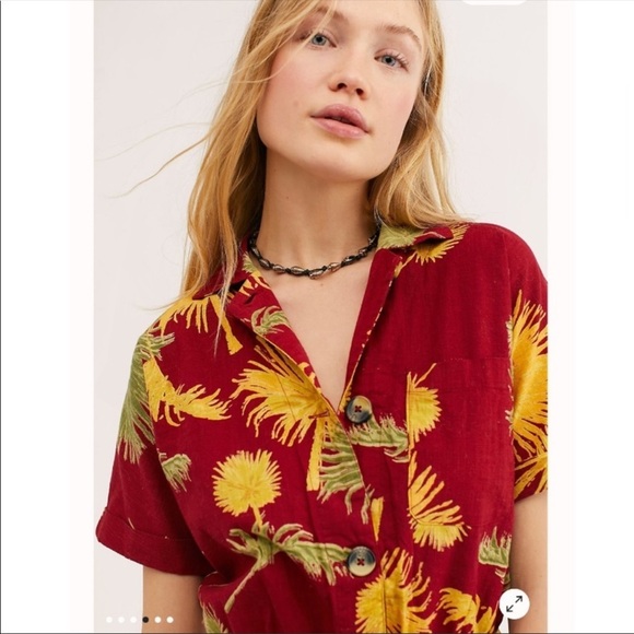 NWT Free People Malibu Romper in Maroon Combo Size XS - Picture 6 of 16